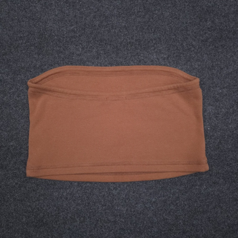 Abercrombie & Fitch XL Ribbed Tube Top Brown Y2K Style Coastal Summer Strapless - Picture 3 of 6